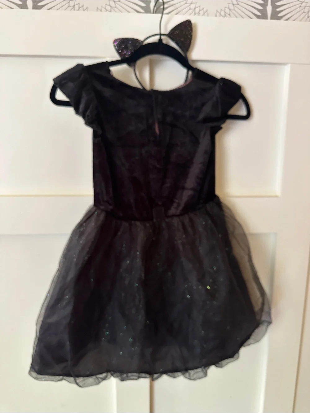 Black Sparkle Space Cat Costume Dress with Headband - Picture 3 of 3